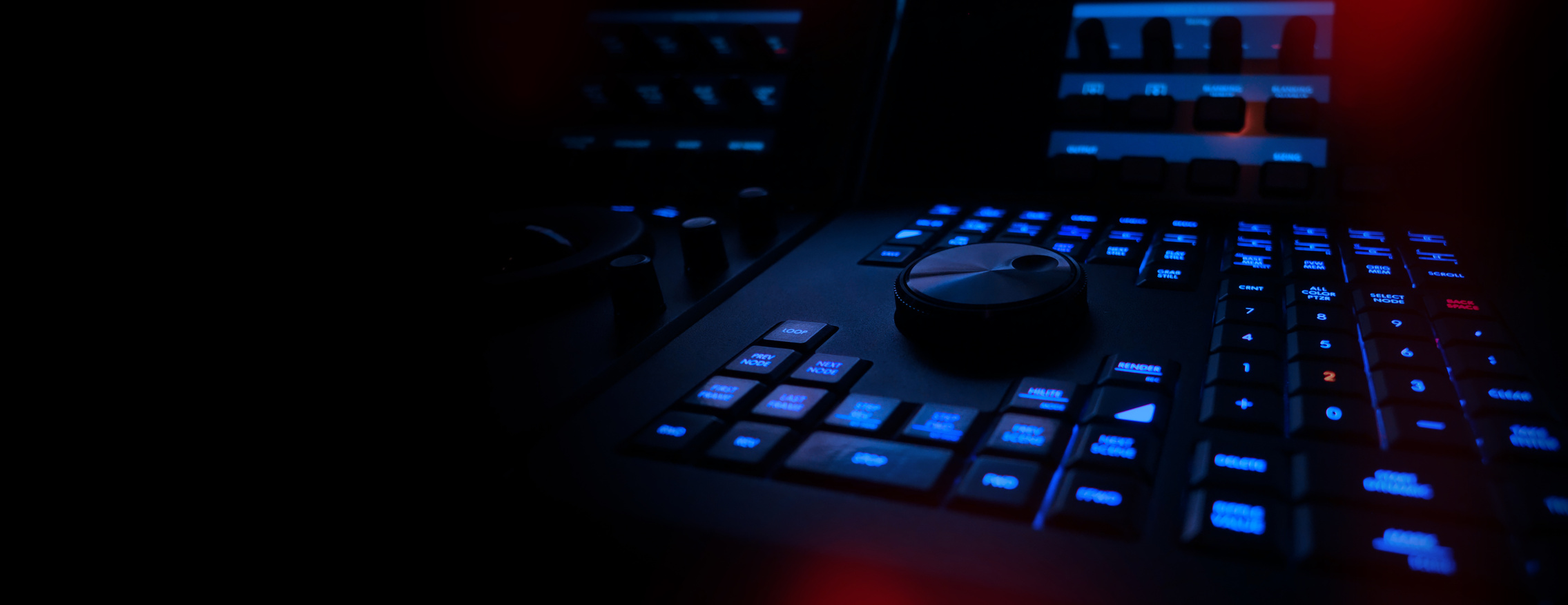 Edit video production control panel in studio. Editor editing an